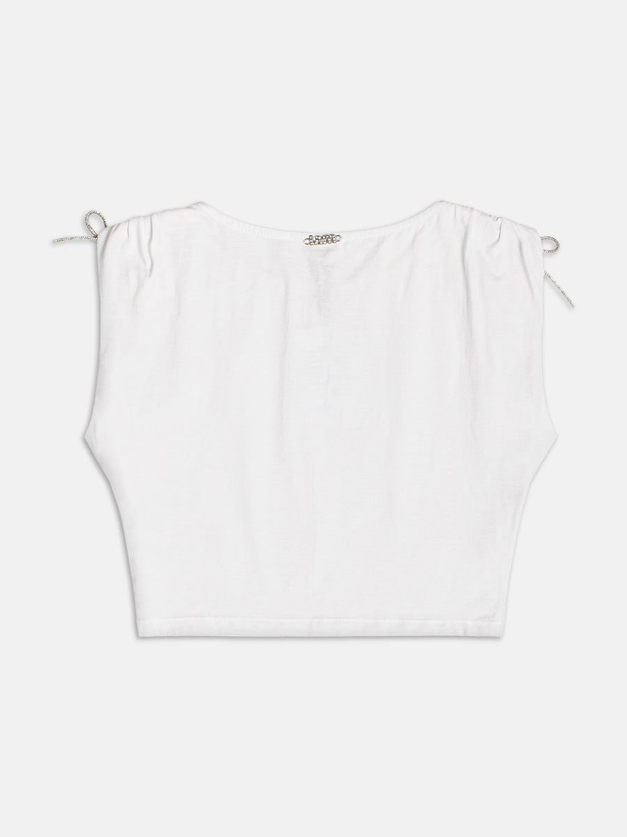 Blusa com Cordão Brilho Off White I Am
