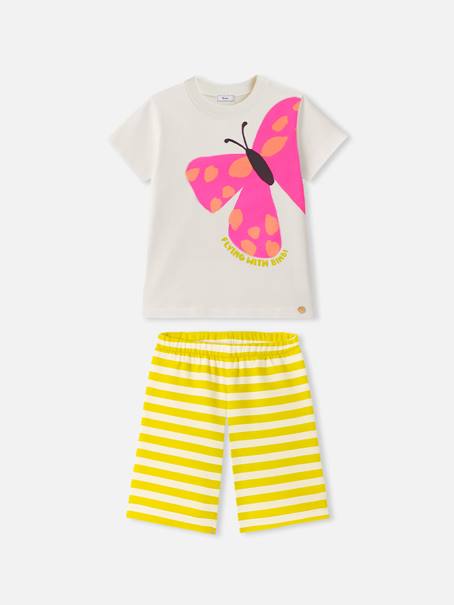 Conjunto Listrado com Borboleta Bimbi