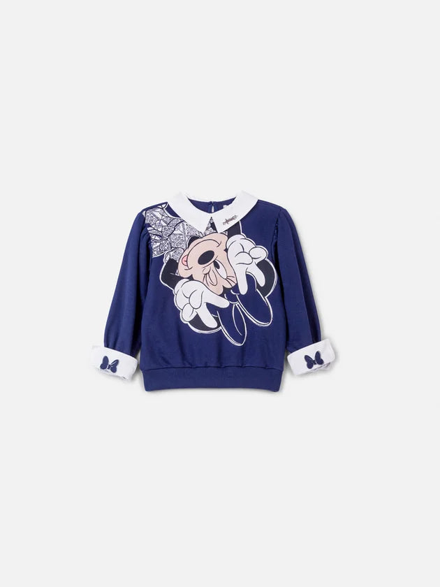 Casaco Moletom Com Gola Minnie Azul Marinho - BambolePetit