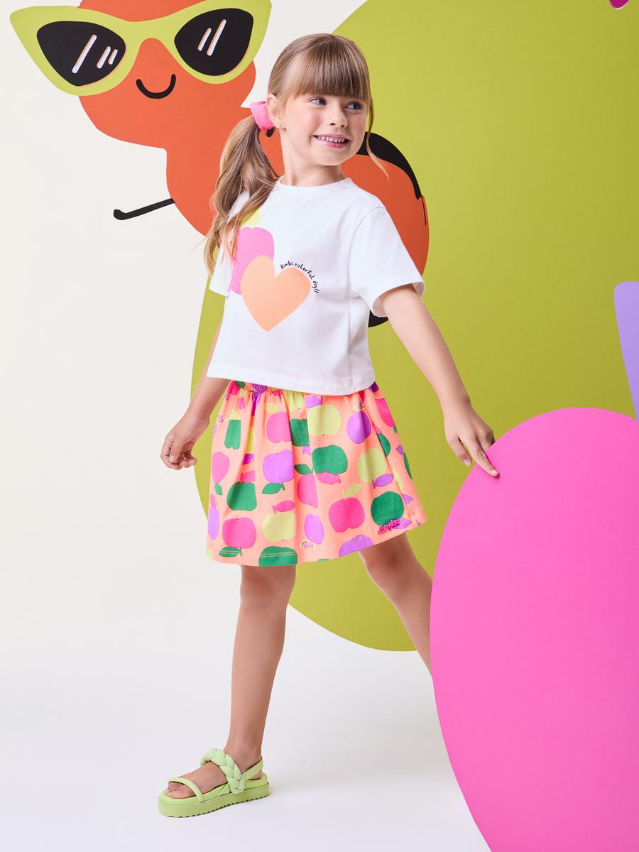 Conjunto Rosa Fruit Print de Maçãs Bimbi