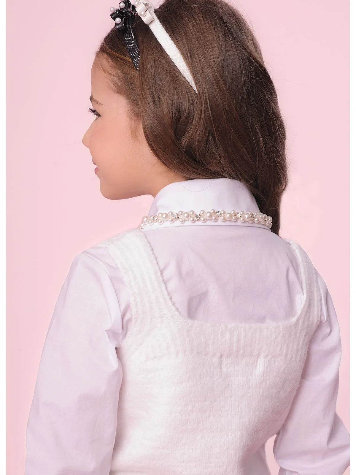 Colete Tricot Fofinho Sem Costura Bordado Off White - BambolePetit