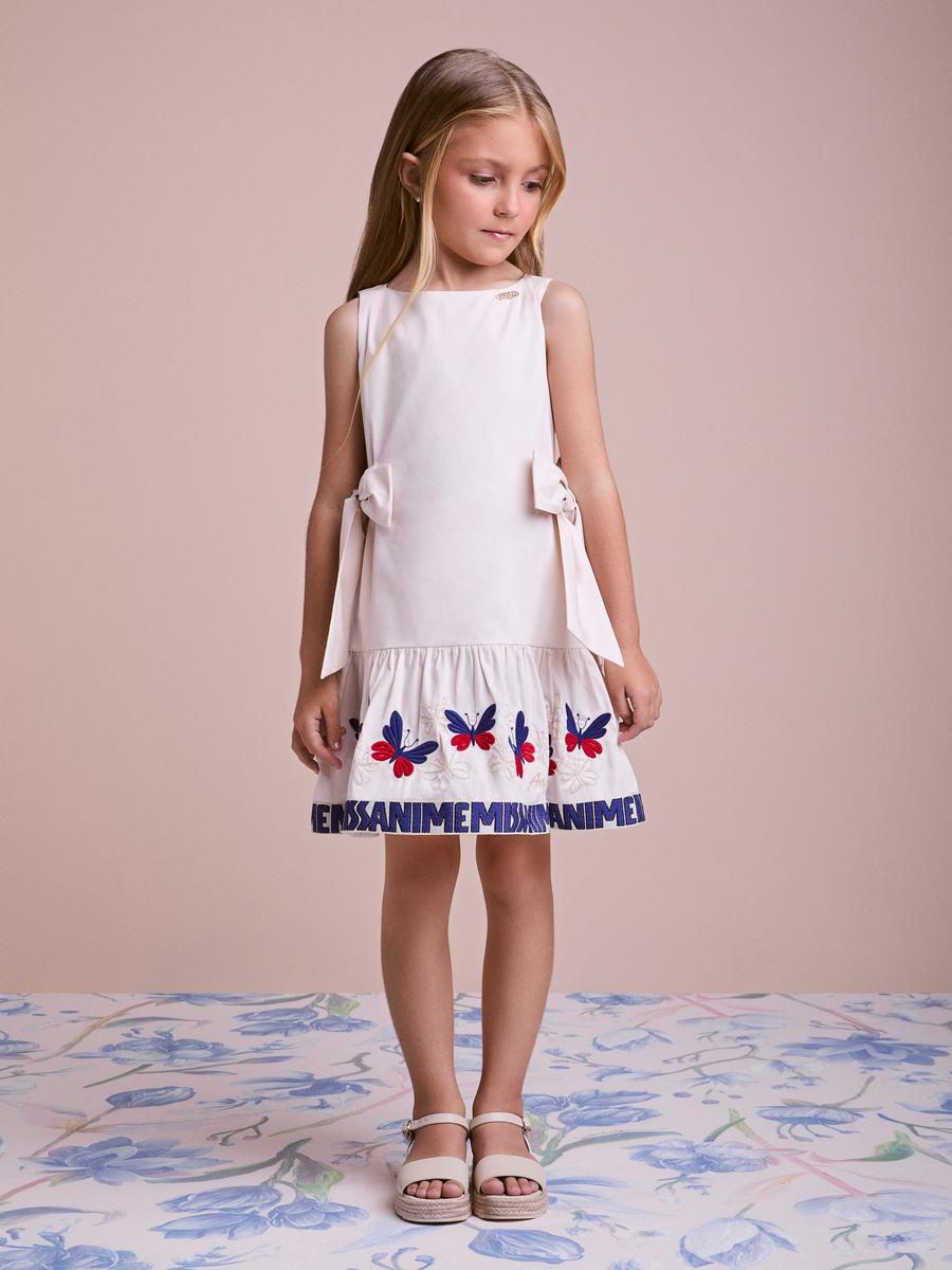 Vestido Infantil com Borboletas e Laços Anime