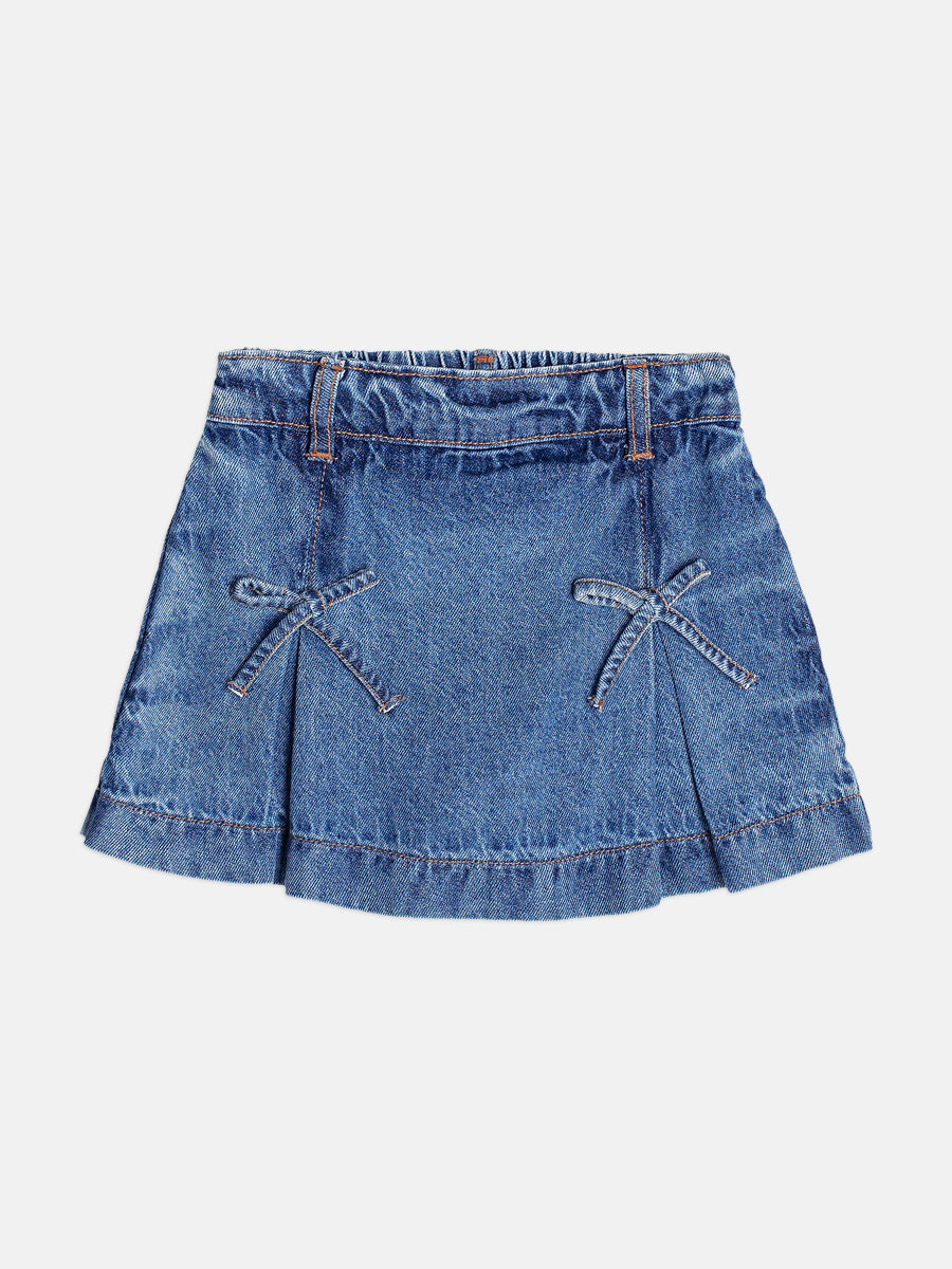 Shorts Saia Jeans Com Lacos Momi