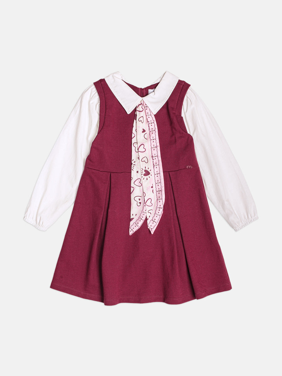Vestido Manga Longa Com Gola E Laco Cranberry Juice Momi