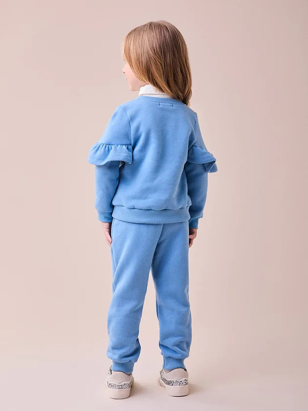 Conjunto de Moletom Azul com Babados - BambolePetit