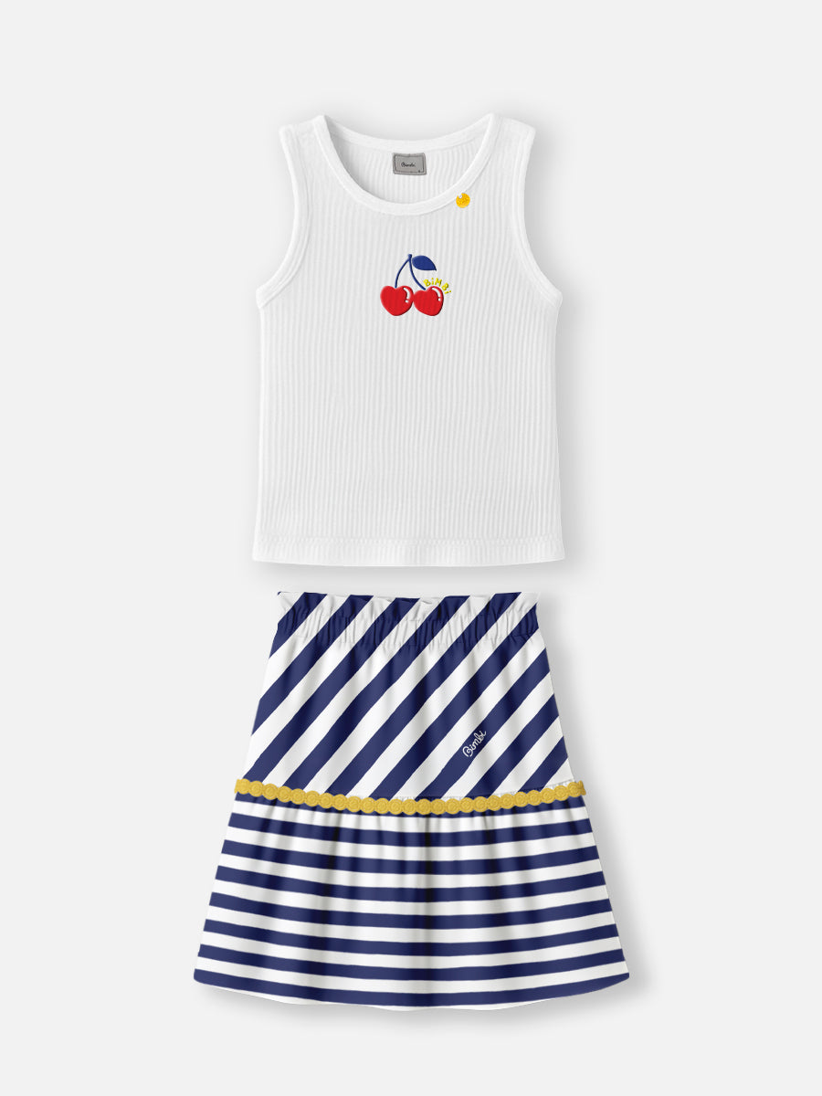 Conjunto Listrado Marinho com Cerejas Bimbi