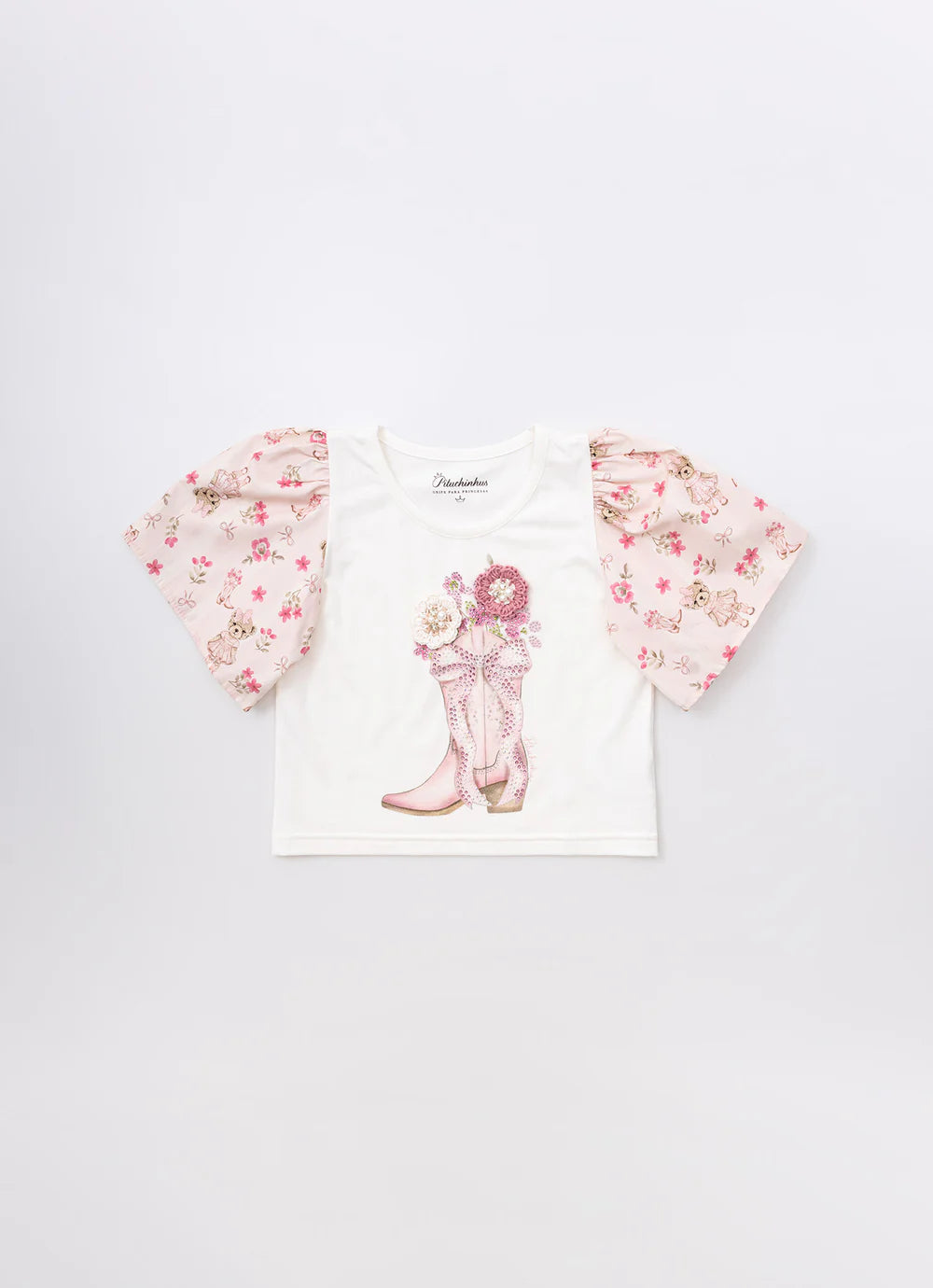Blusa Cotton Botinha Mangas Estampadas Pituchinhus
