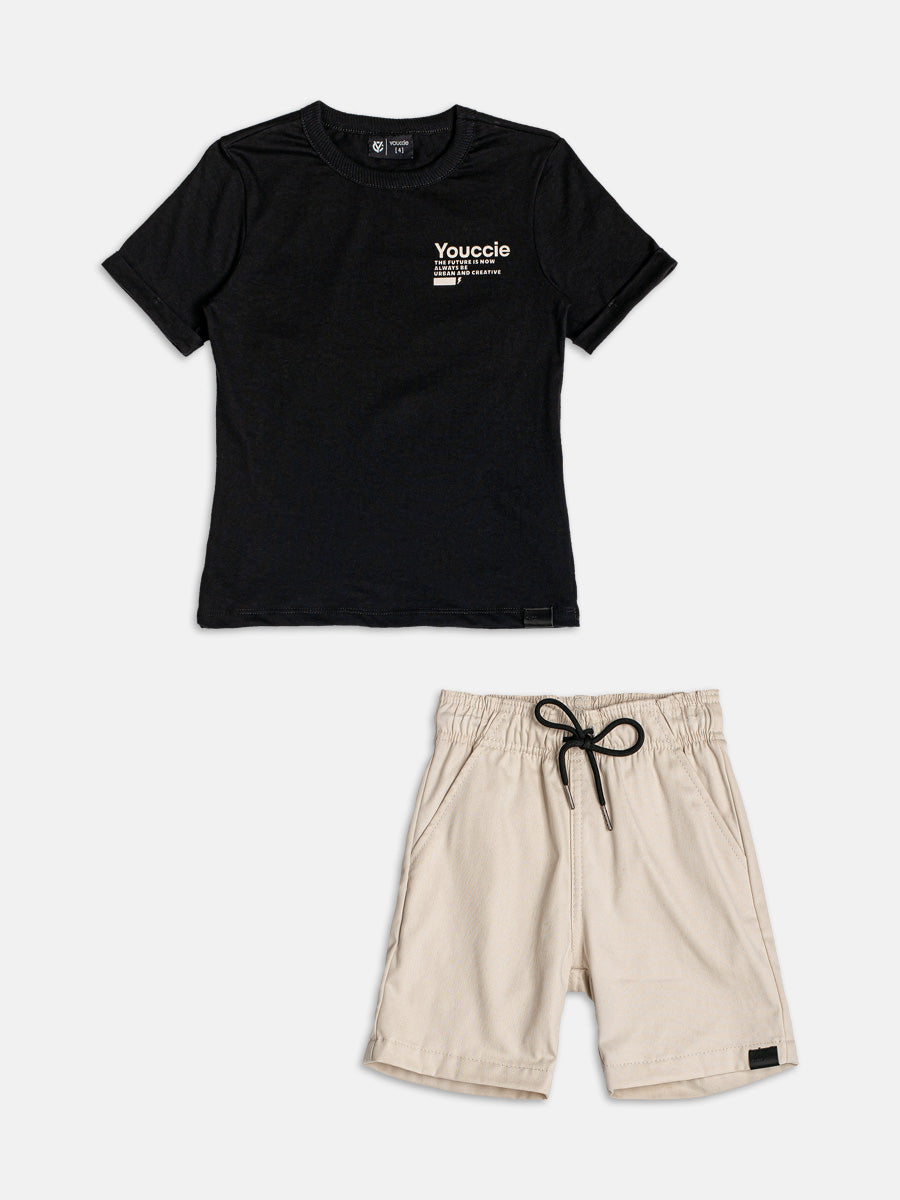 Conjunto Preto Manga Curta Youccie