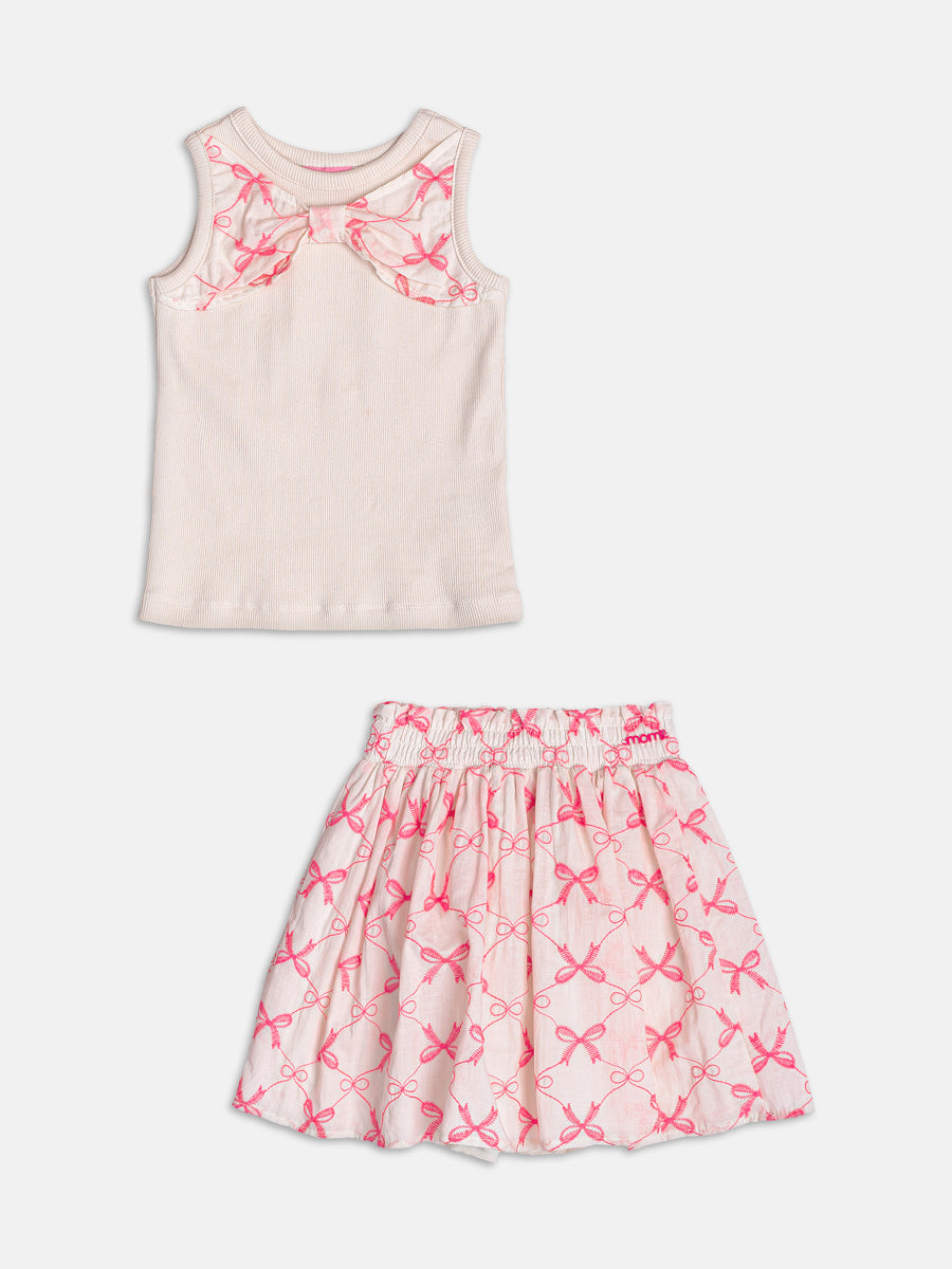 Conjunto Regata e Saia Laços Bege Momi