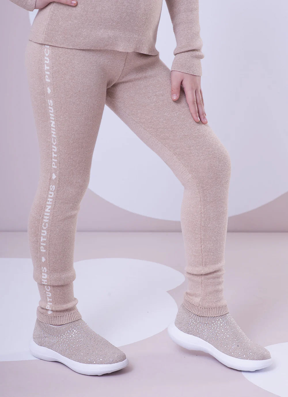 Legging Tricot Mescla Bege Pituchinhus
