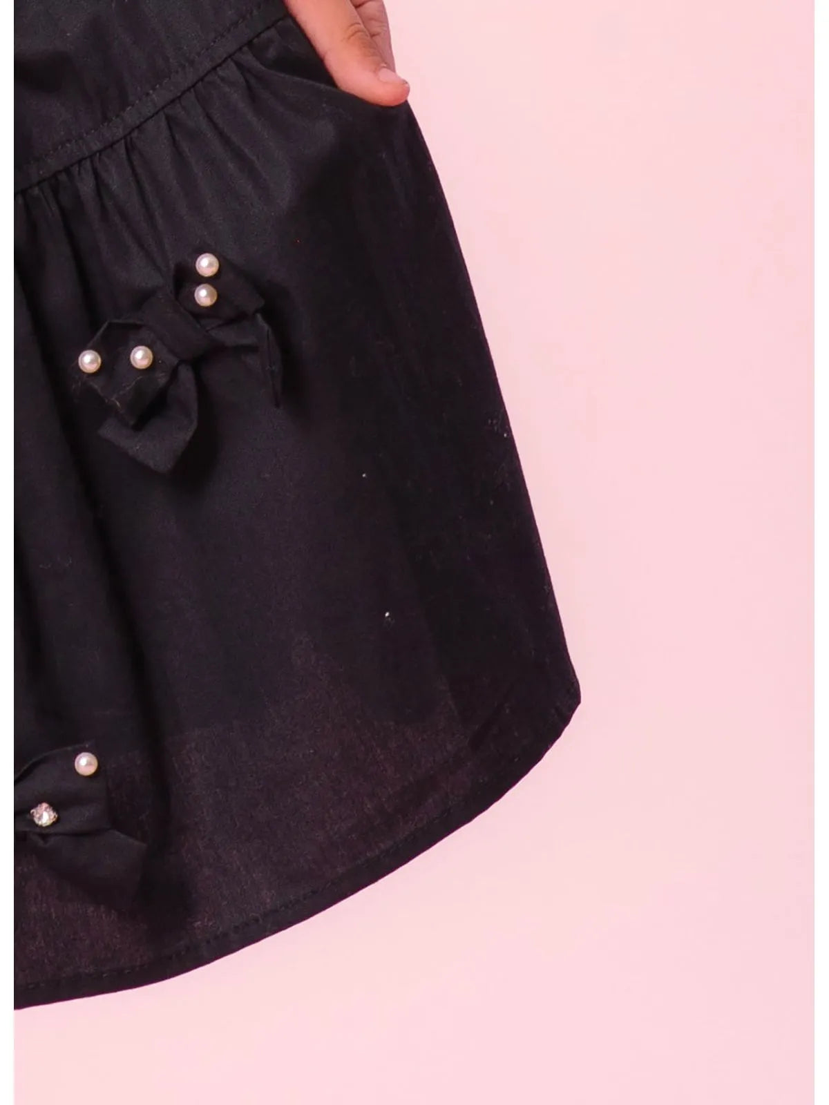 Saia Short Tricoline Multi Laços Bordados Preto - BambolePetit