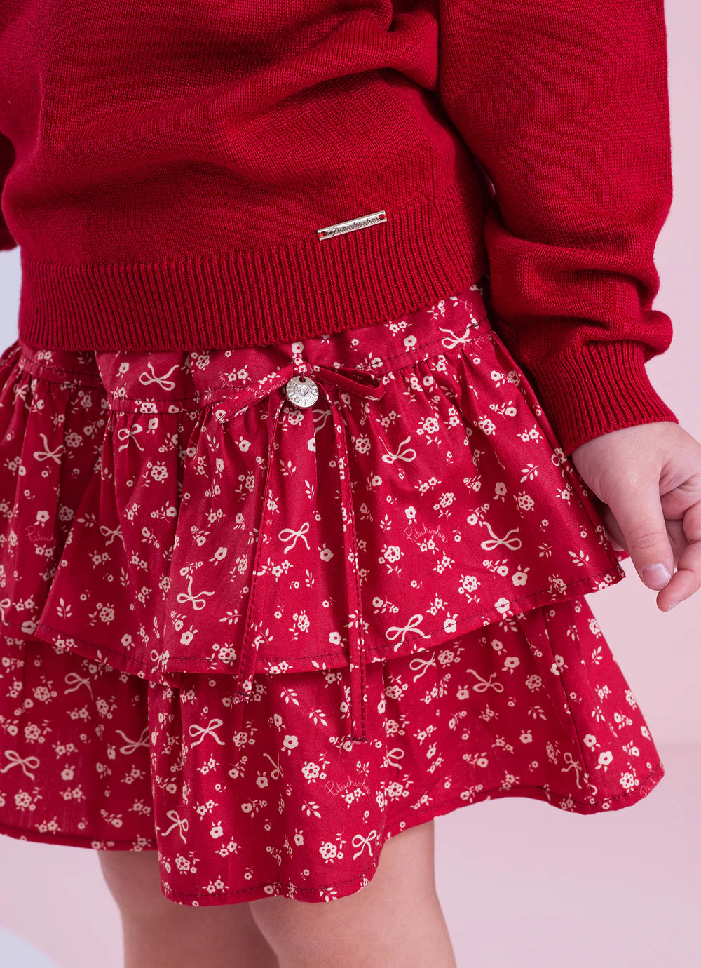 Saia Short Algodão Est Mini Flores Babados Mini Flores E Lacos Pituchinhus