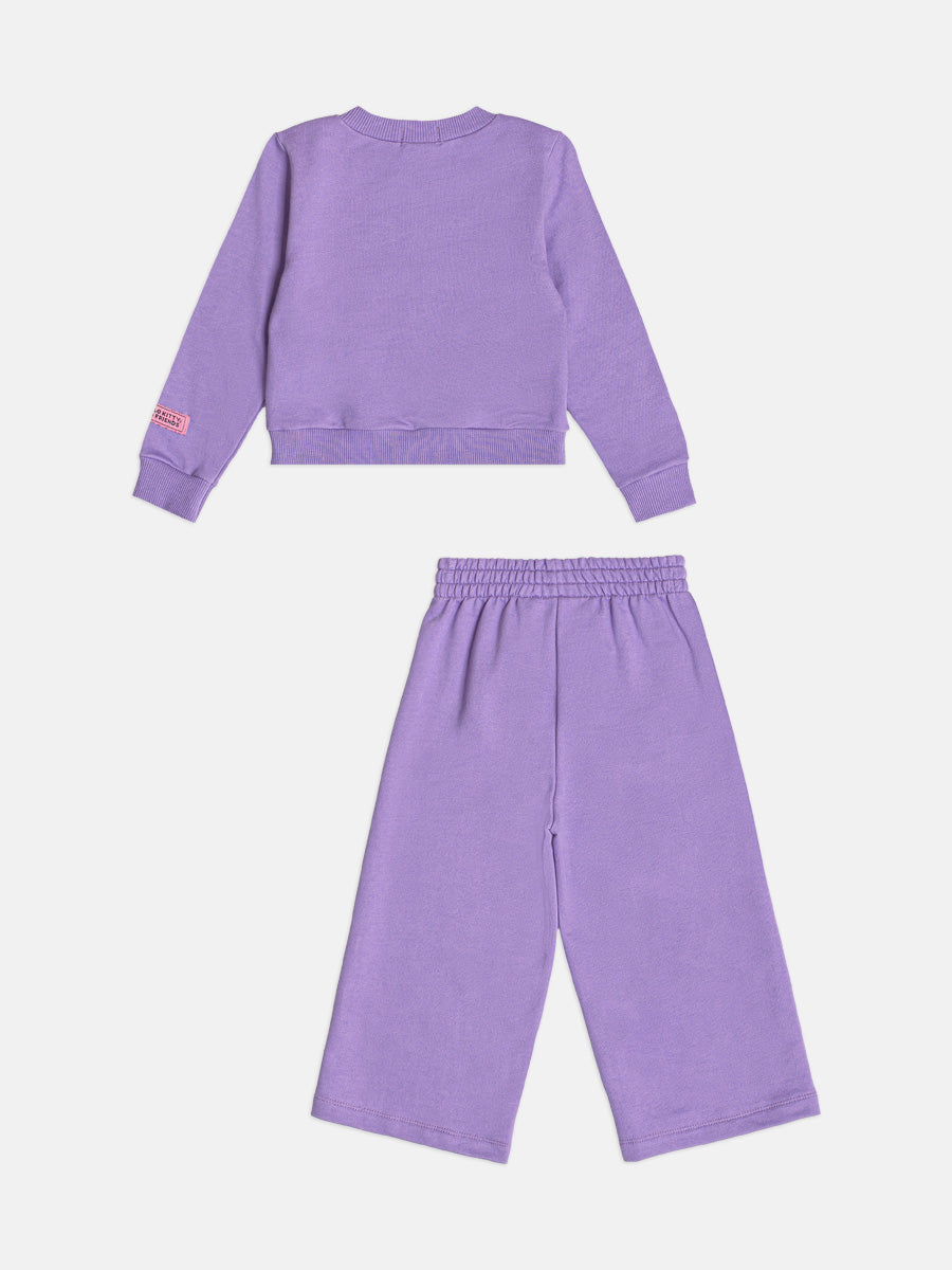 Conjunto Manga Longa Blusa Hello Kitty e Calca Lilas Alfazema Momi