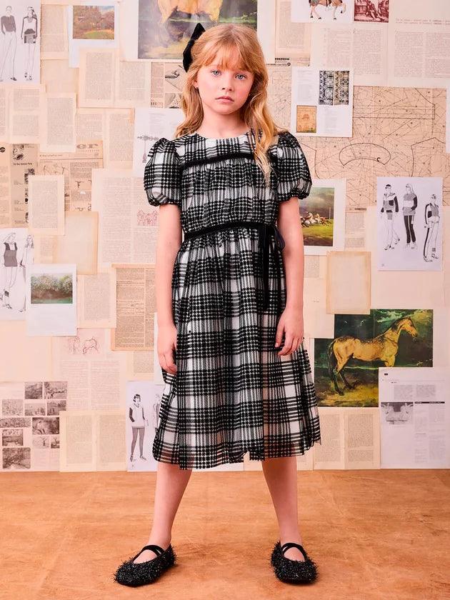 Vestido de Tule Preto Xadrez - BambolePetit