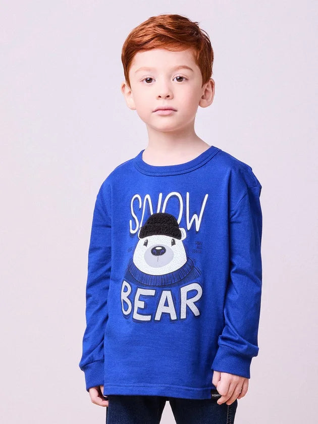 T-Shirt Manga Longa Youccie Azul Royal - BambolePetit