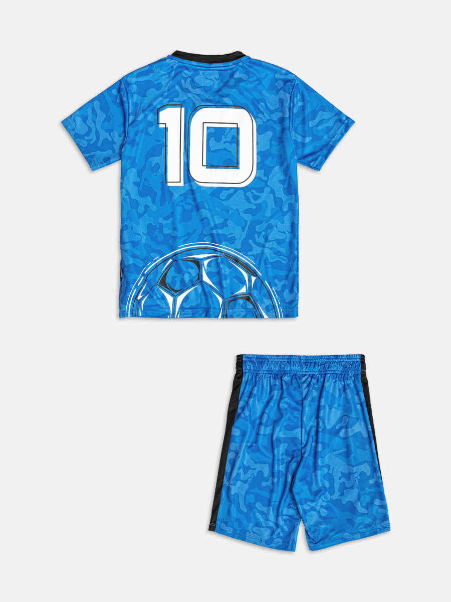 Conjunto T-Shirt e Bermuda Camuflada Azul Soccer Youccie