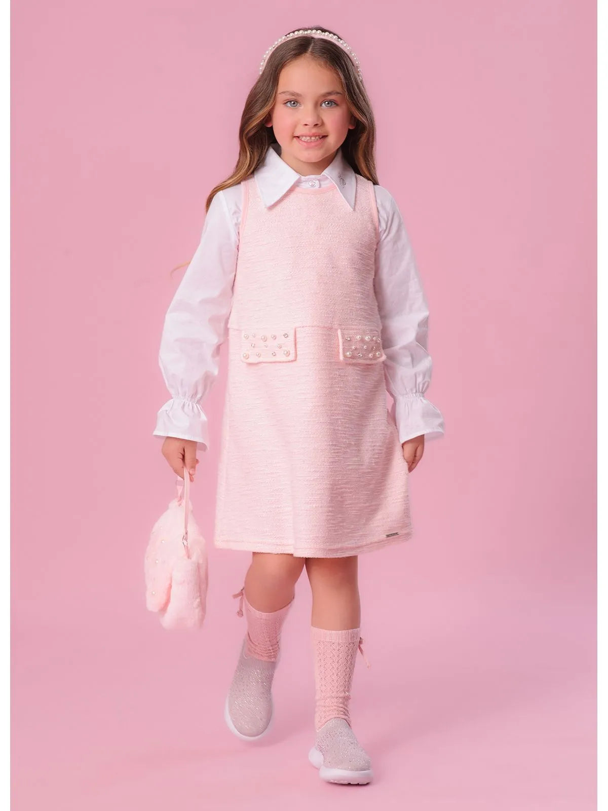 Tenis Knit Cristais Degradê Rosa Dolce - BambolePetit