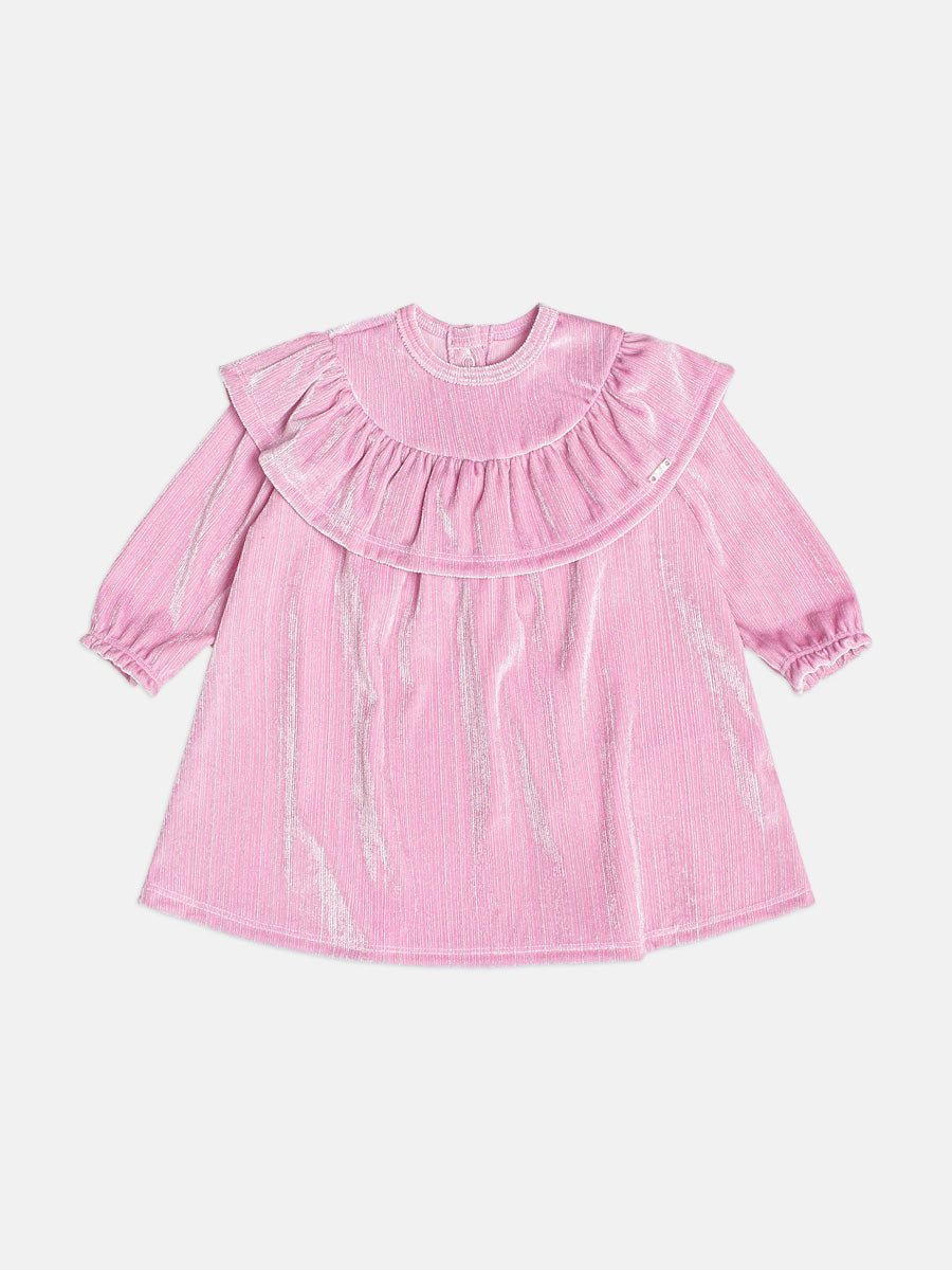 Vestido Em Plush Canelado Rosa Lilas Momi