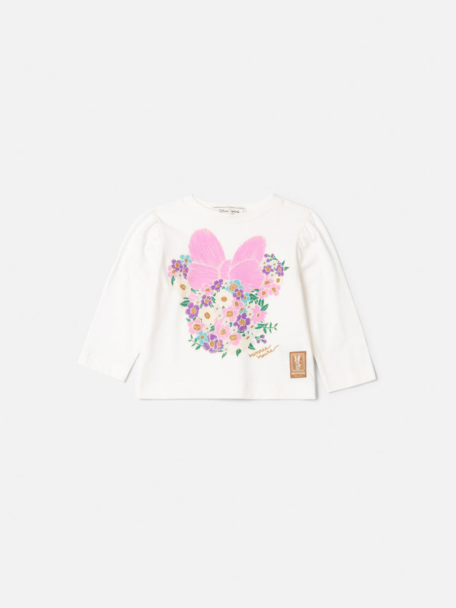 T-Shirt Manga Longa Minnie Flores Perola Animê
