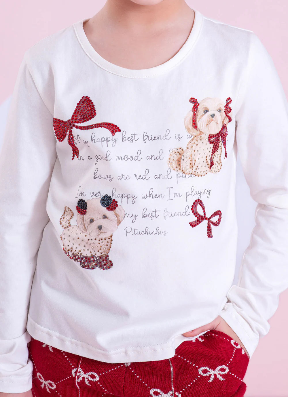 Blusa Cotton Serigrafia Best Friends Cristal Off White Pituchinhus