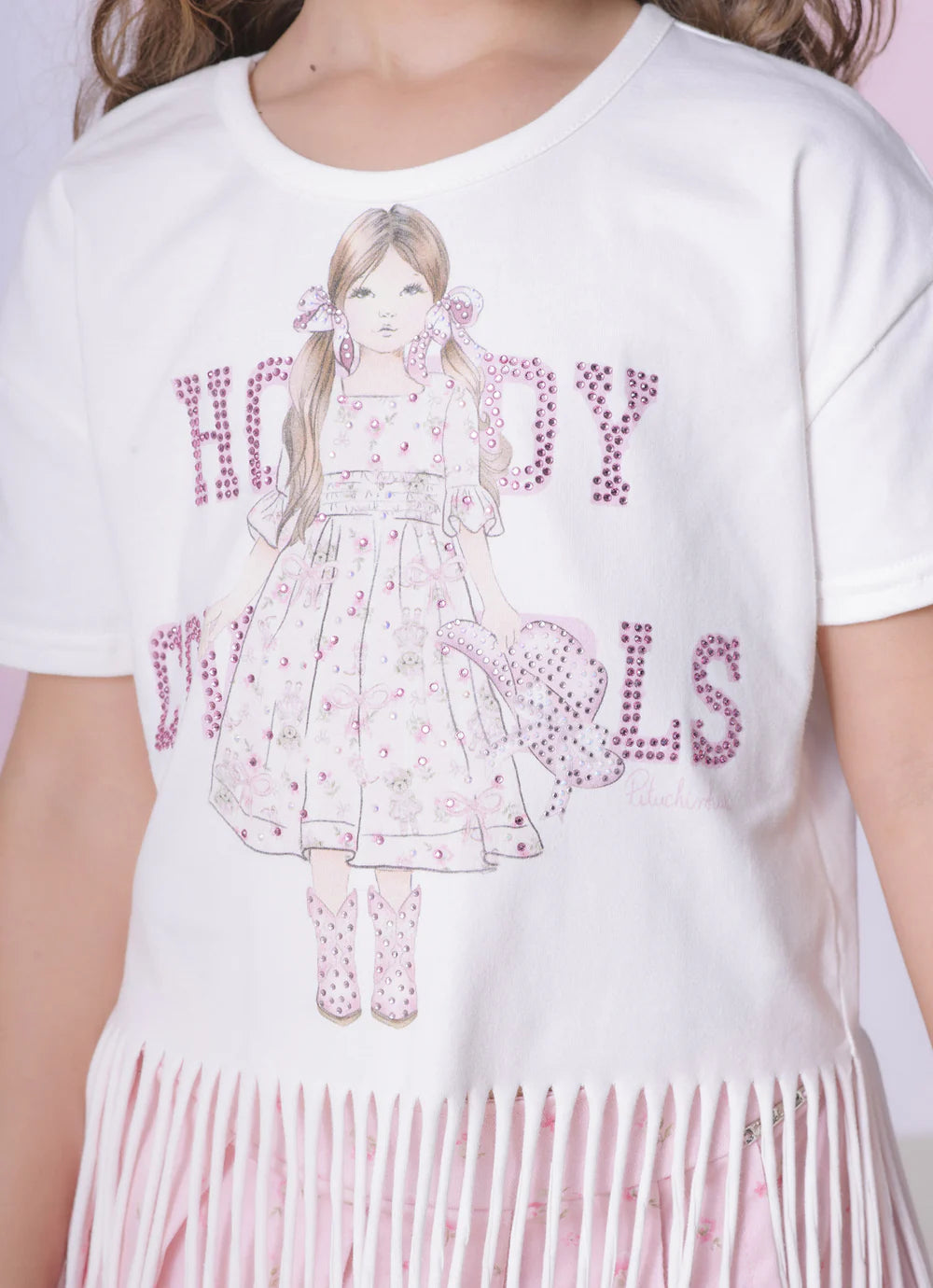 Blusa Cotton Franjas Serigrafia Boneca Pituchinhus