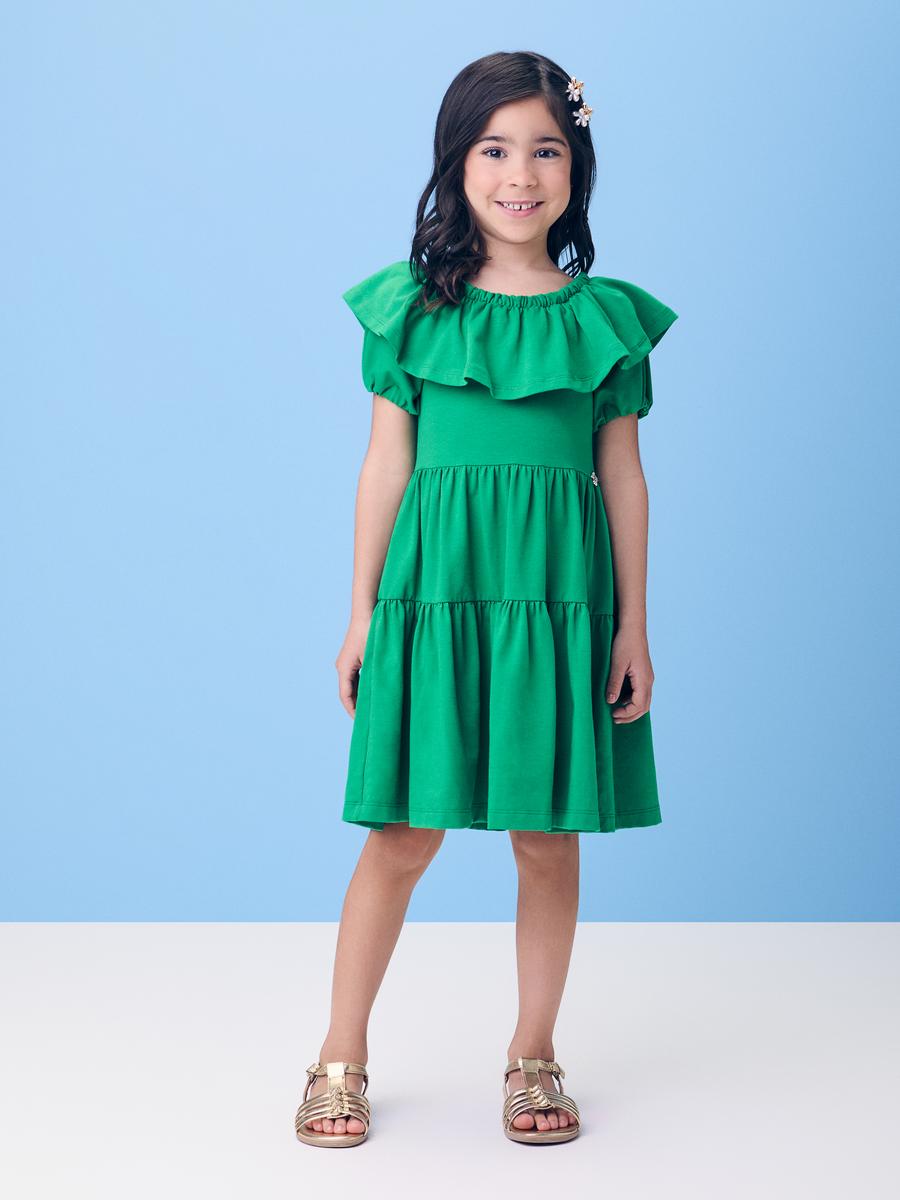 Vestido com Mangas Balone Verde Momi