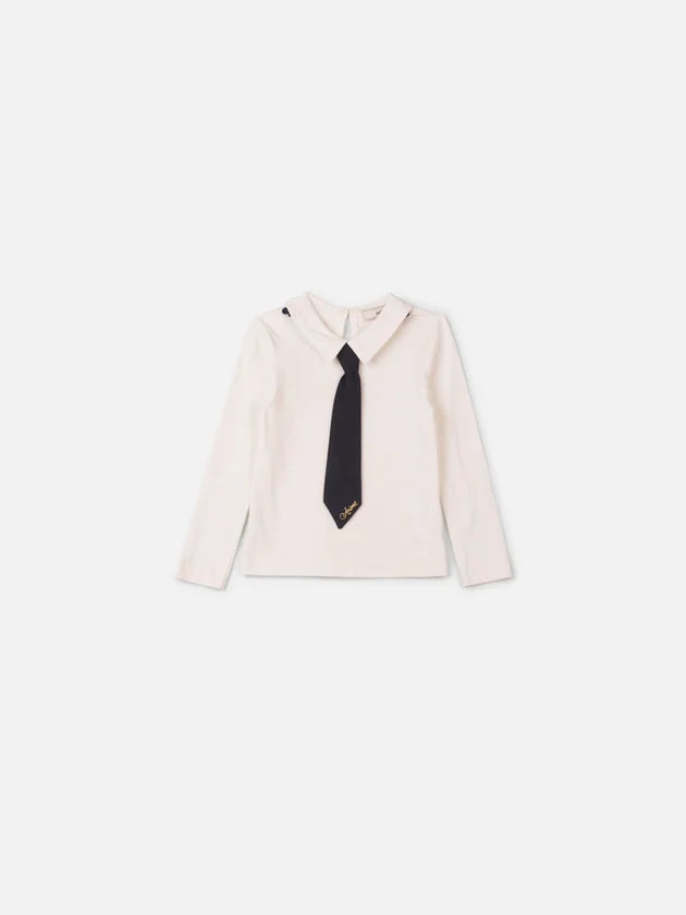 Blusa Manga Longa Com Gravata Perola - BambolePetit
