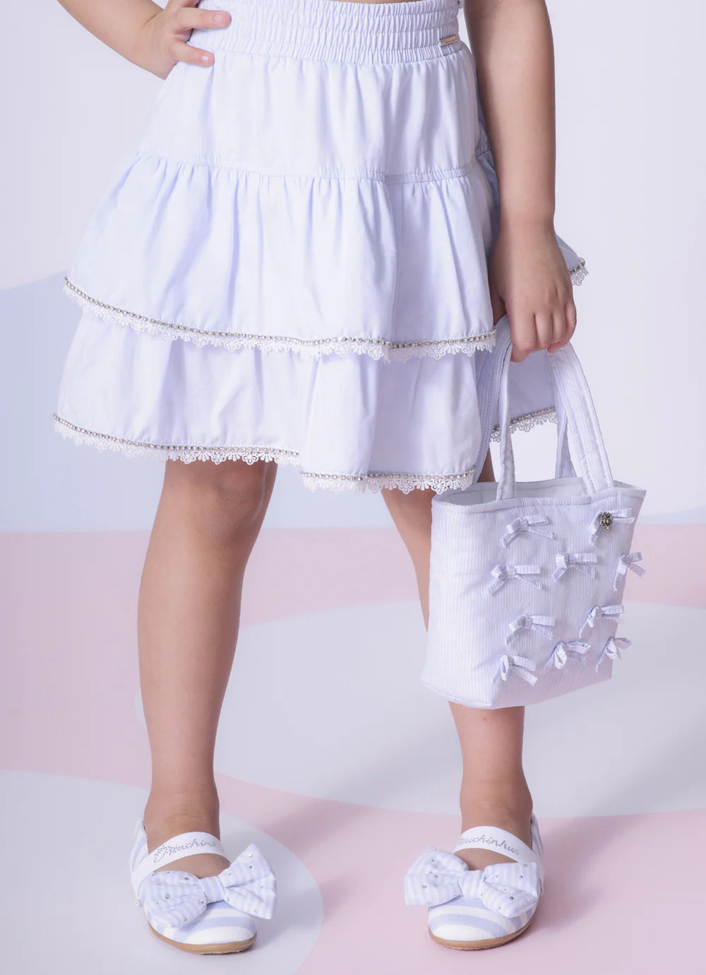 Saia Short Tricoline Babados Pituchinhus