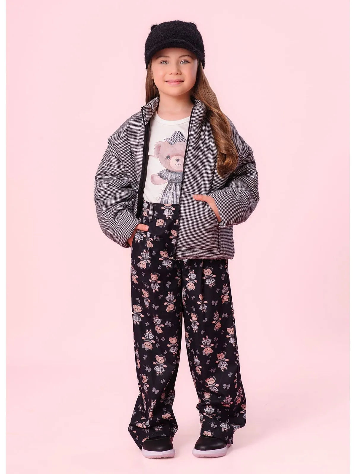 Jaqueta Puffer Flanela Xadrez - BambolePetit