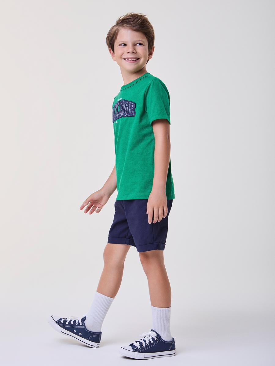 Conjunto T-Shirt e Bermuda College Verde Bimbi