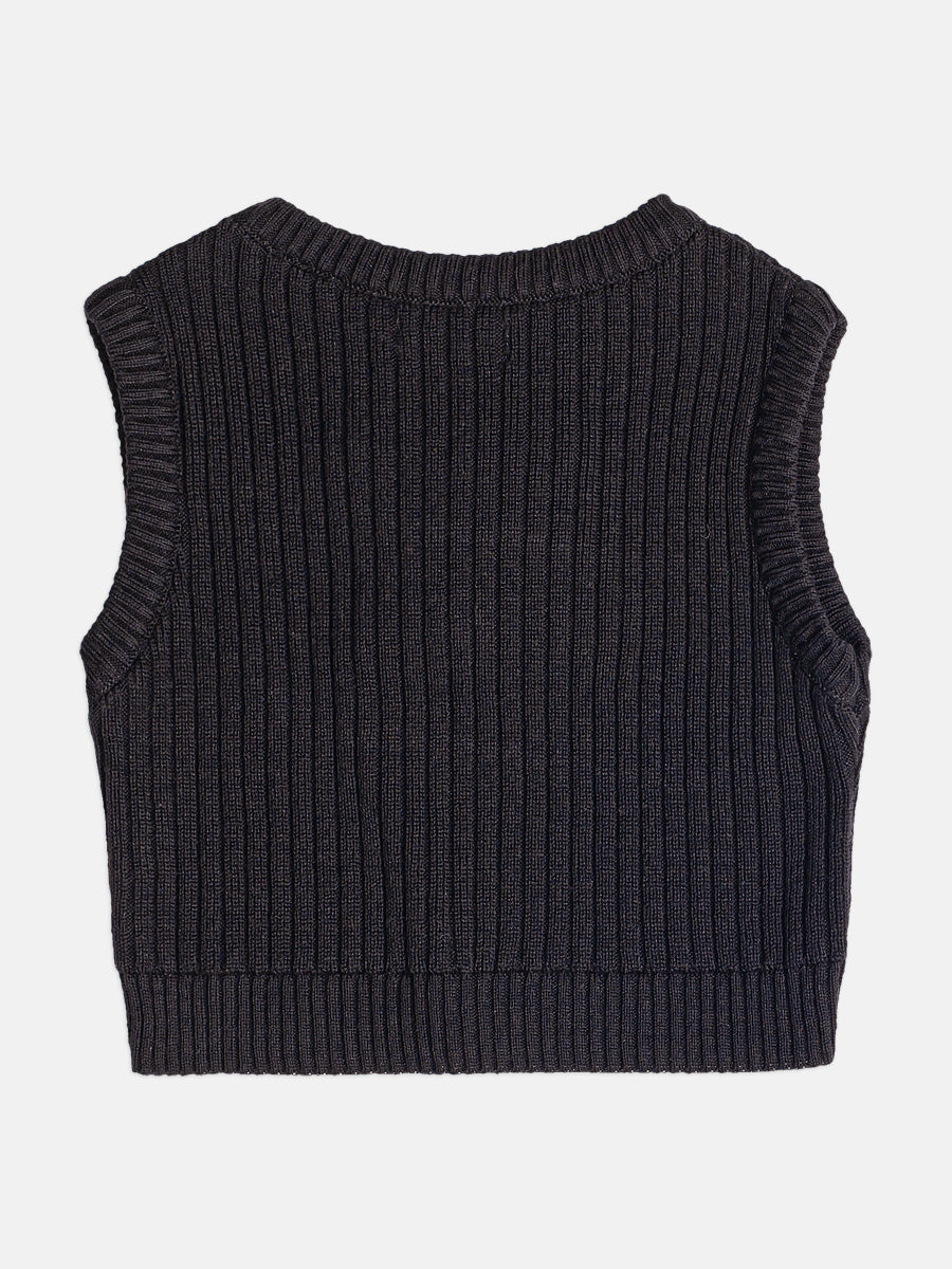 Colete De Tricot Com Lacos Preto Momi