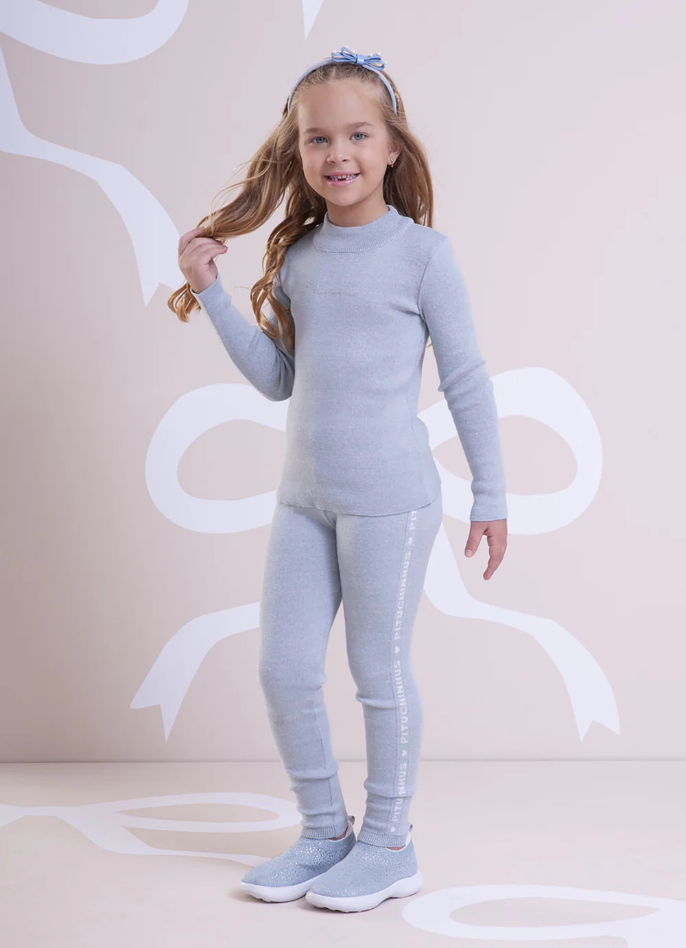 Legging Tricot Mescla Azul Claro Pituchinhus
