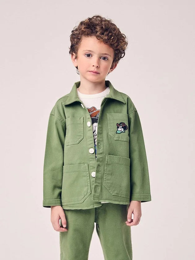 Jaqueta Sarja Com Bolso Mickey Verde Oliva Youccie