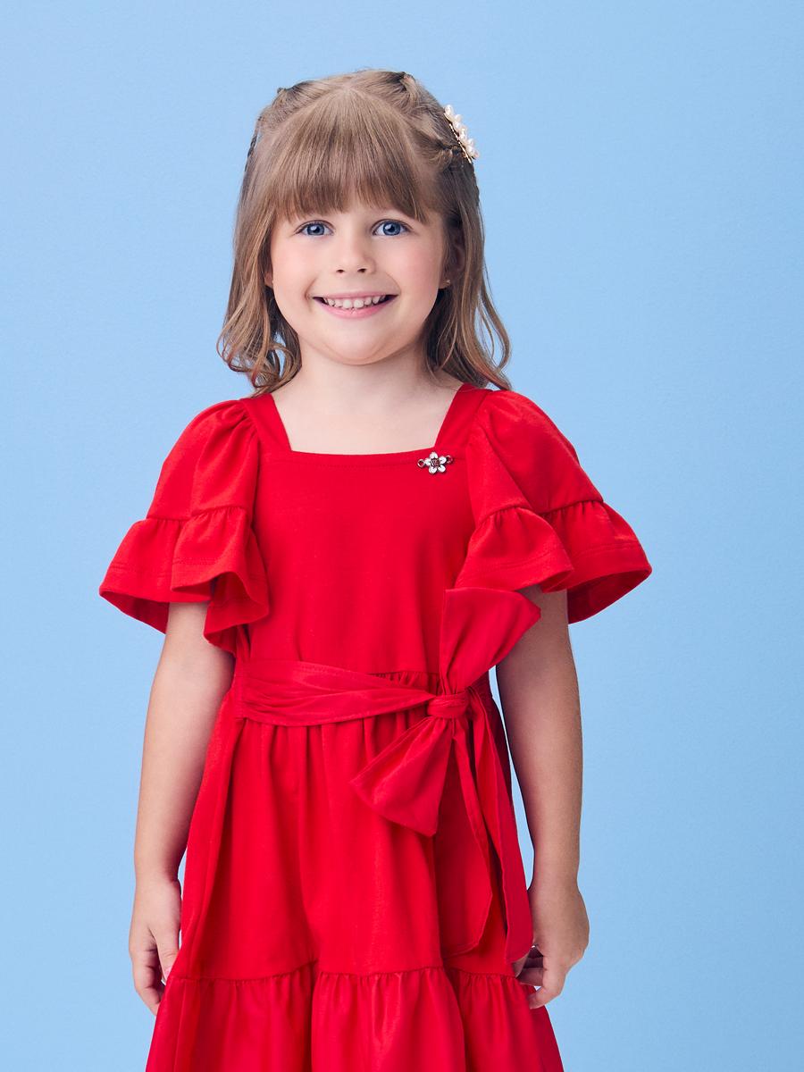 Vestido Vermelho Preppy com Laço Momi