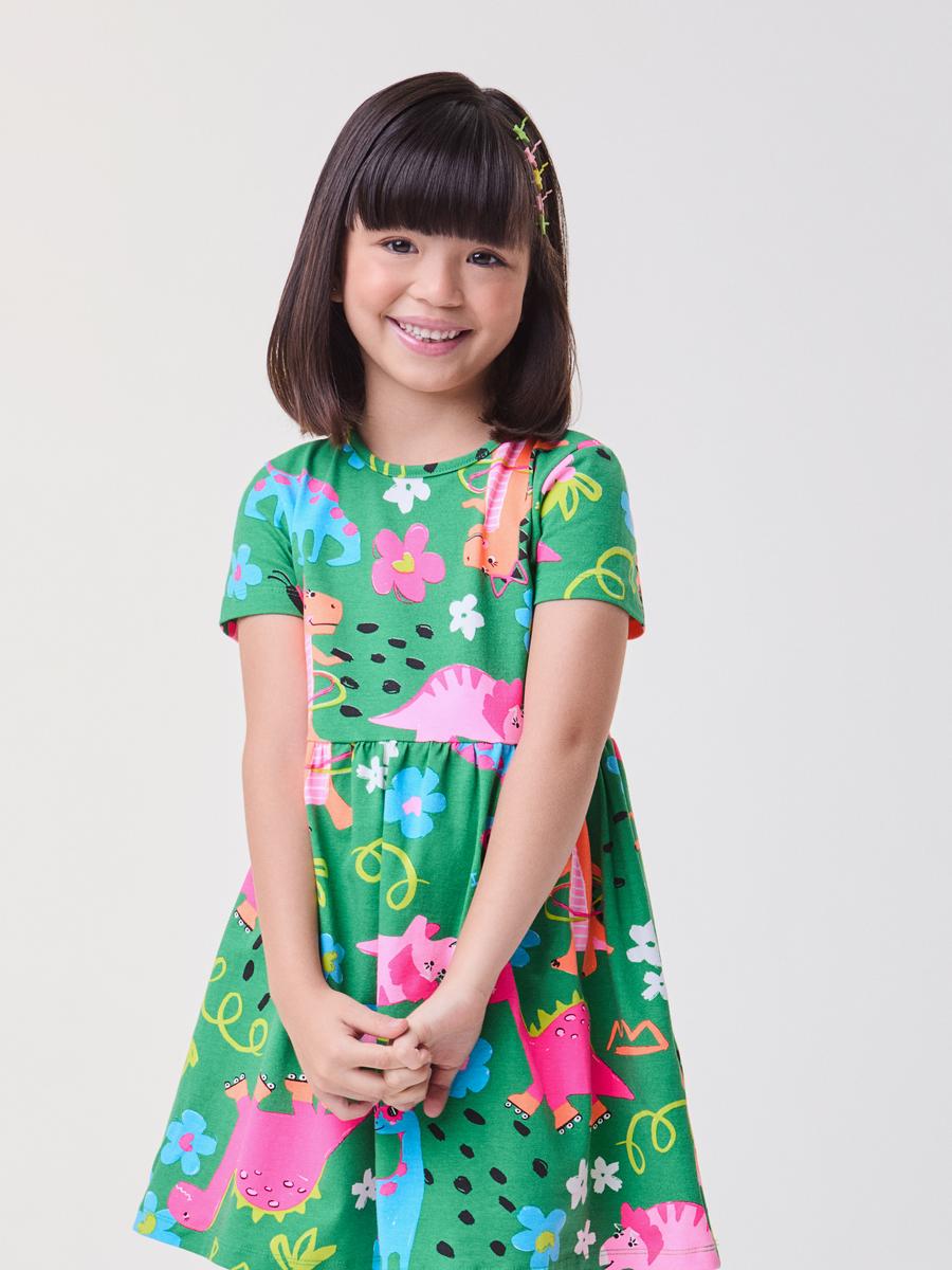 Vestido com Estampa de Dinos Fun Bimbi