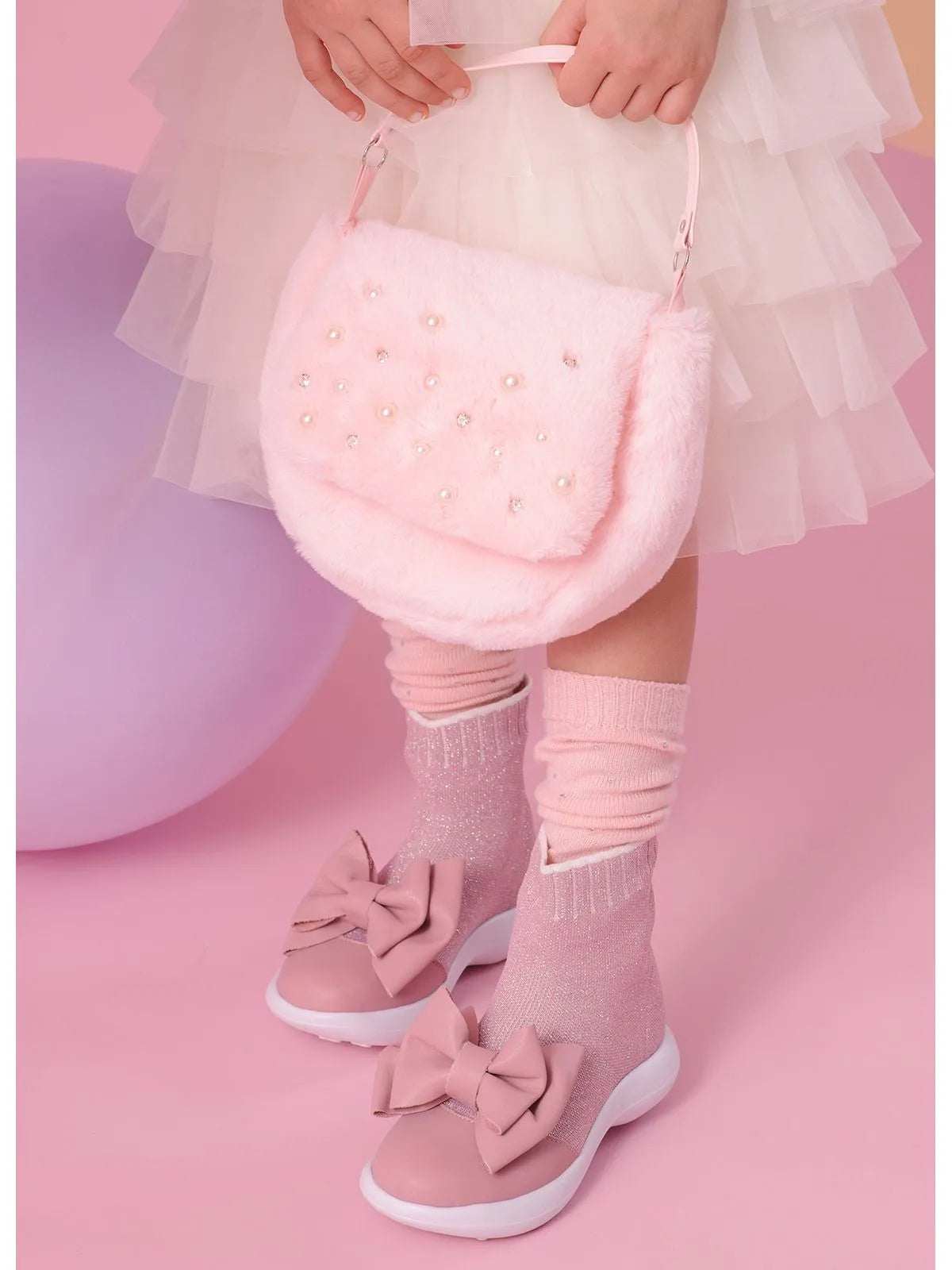 Bota Kinit Biqueira e Laço Couro Pituchinhus Rosa Dolce