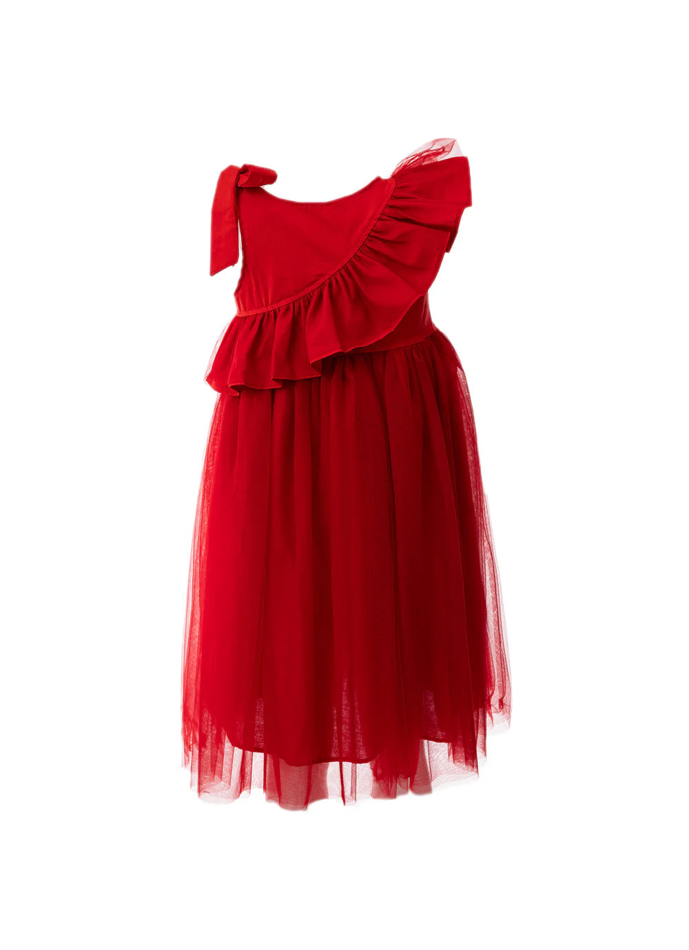 Vestido Tricoline Babado Tule Natal Pituchinhus