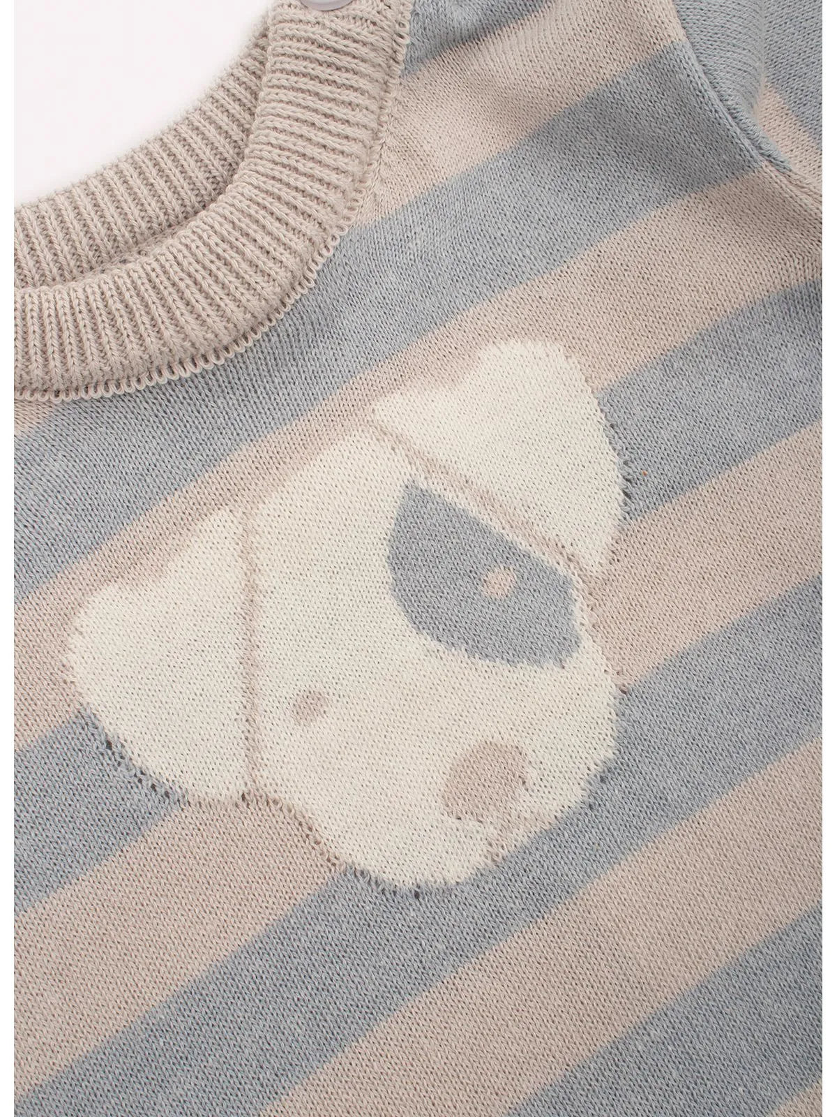 Conjunto Tricot Blusa Listrada e Calça Cachorrinho Costas Mescla Claro - BambolePetit