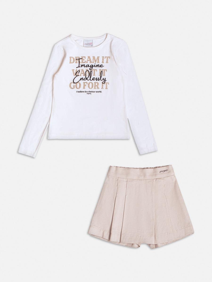 Conjunto Manga Longa Blusa Shorts Perola - BambolePetit
