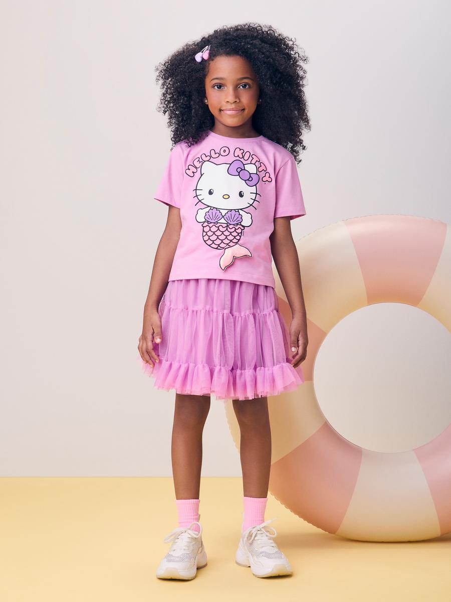 Saia Tule Babadinho Rosa Hello Kitty Momi