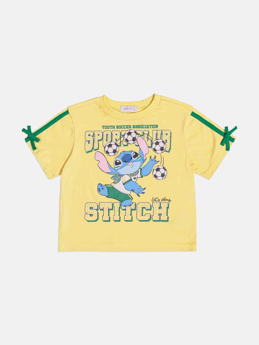 Blusa Stitch Com Lacinhos Amarelo Sunny Momi