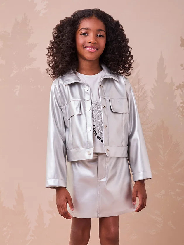 Jaqueta Fake Leather Metalizada Momi - BambolePetit