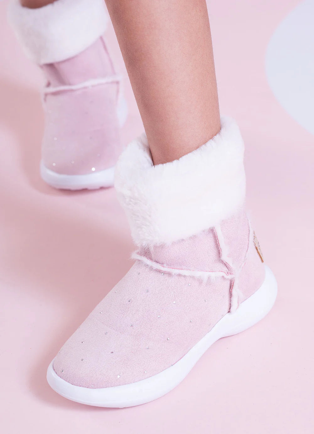 Bota Camurça Pele Cristais Pituchinhus Rosa Baby Pituchinhus