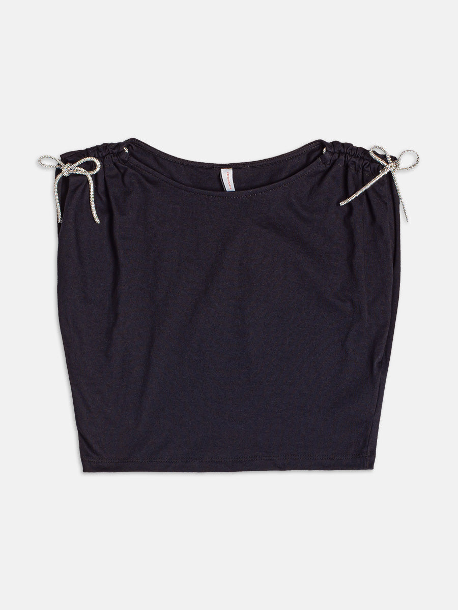 Blusa Preta com Detalhe Drapeado I Am
