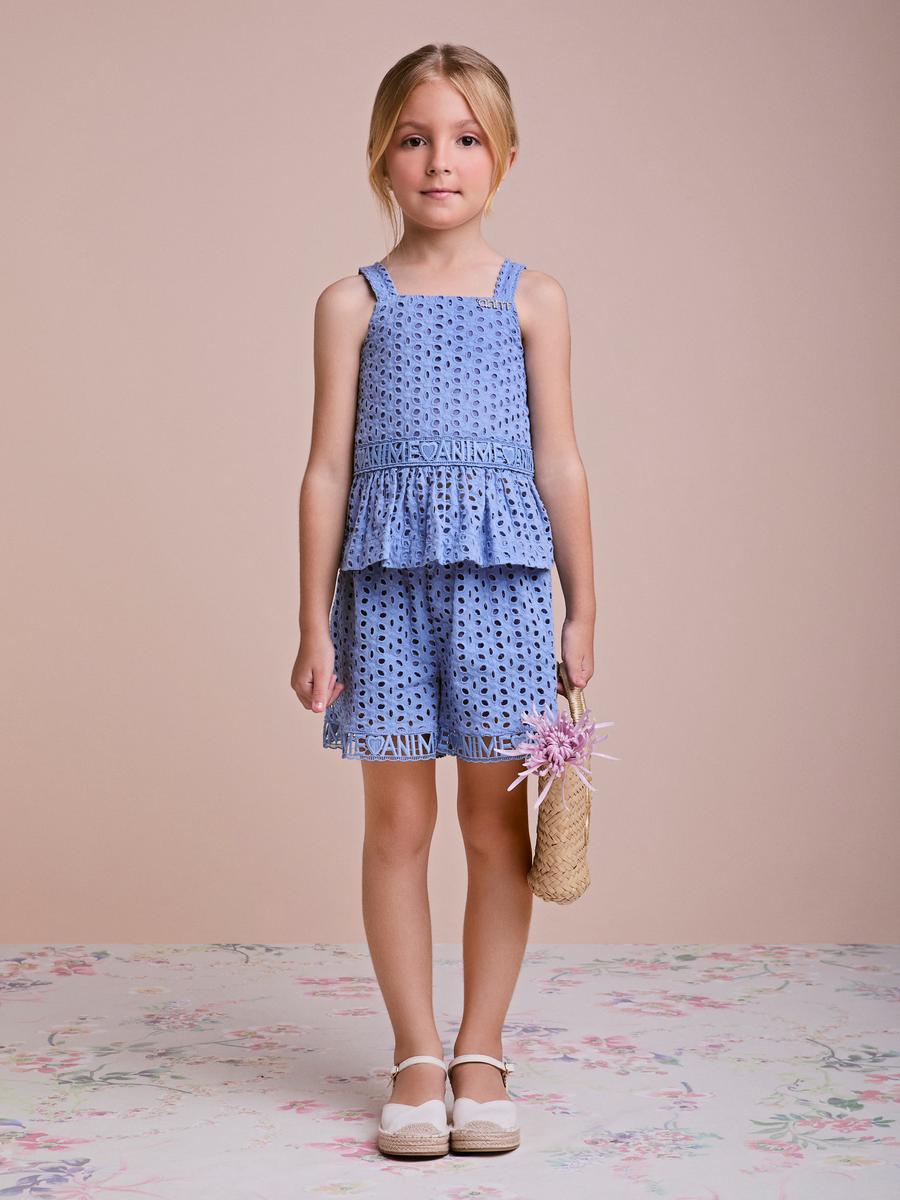 Conjunto Blusa e Short Azul Anime