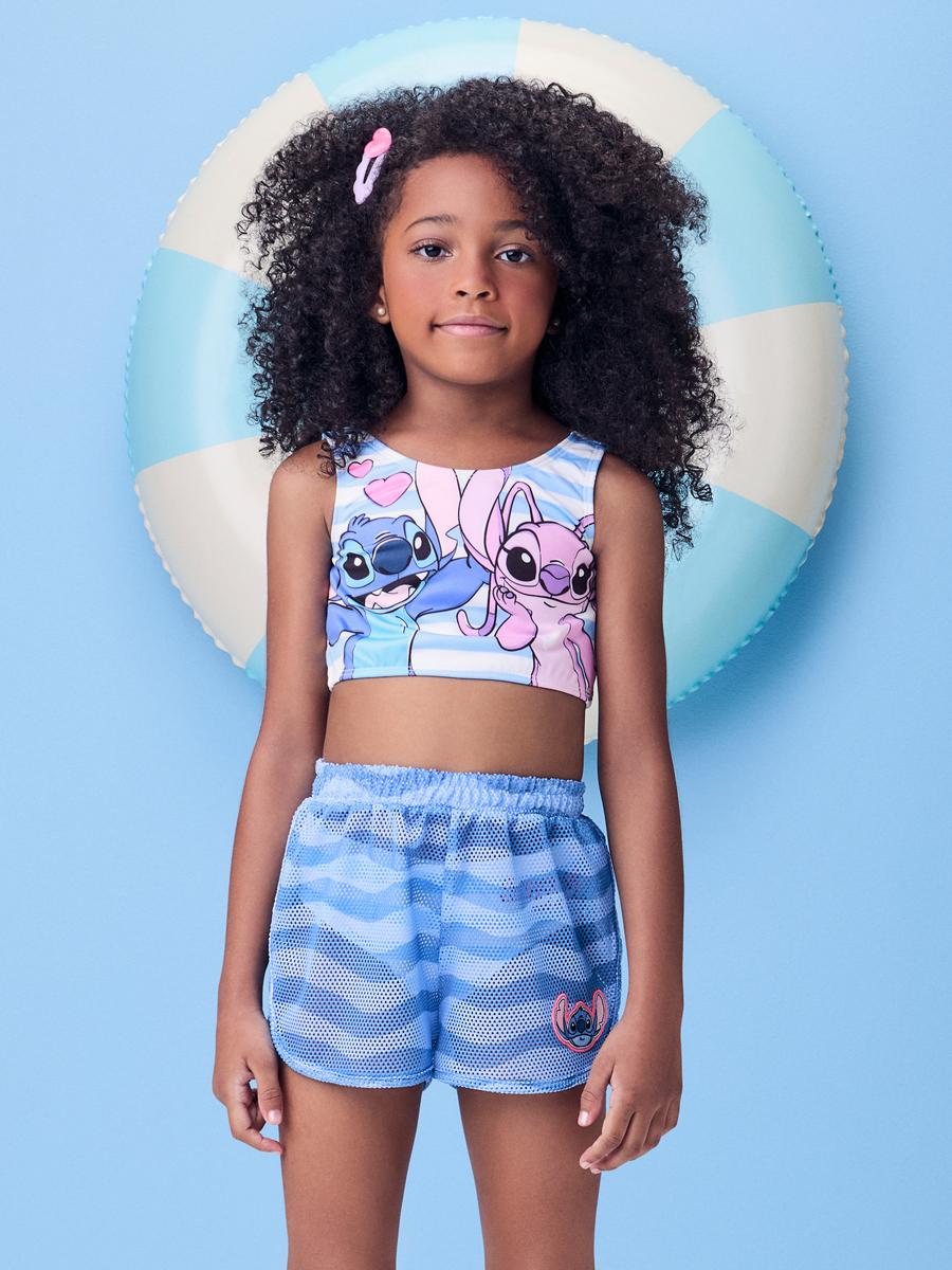 Shorts Saída de Praia Stitch Ondas Momi
