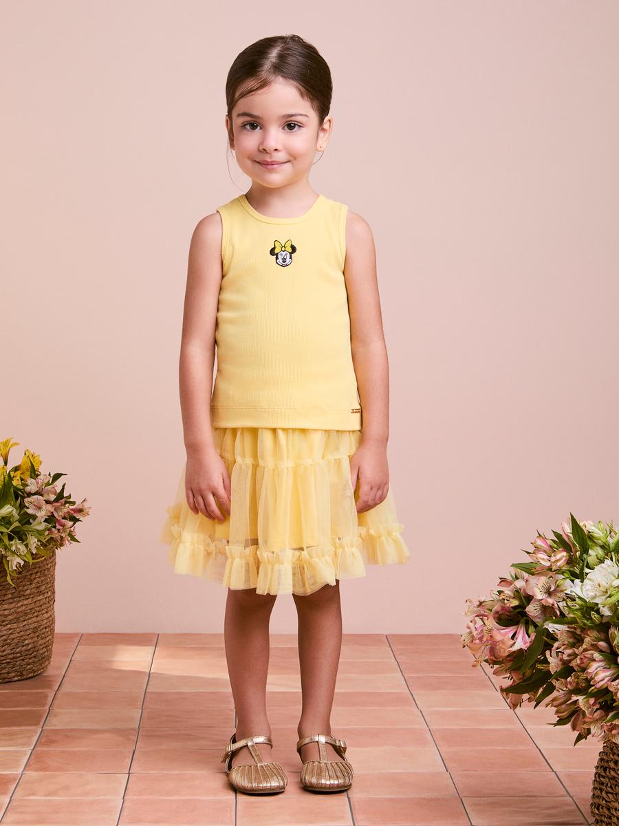 Saia Tule Babado Amarela Anime