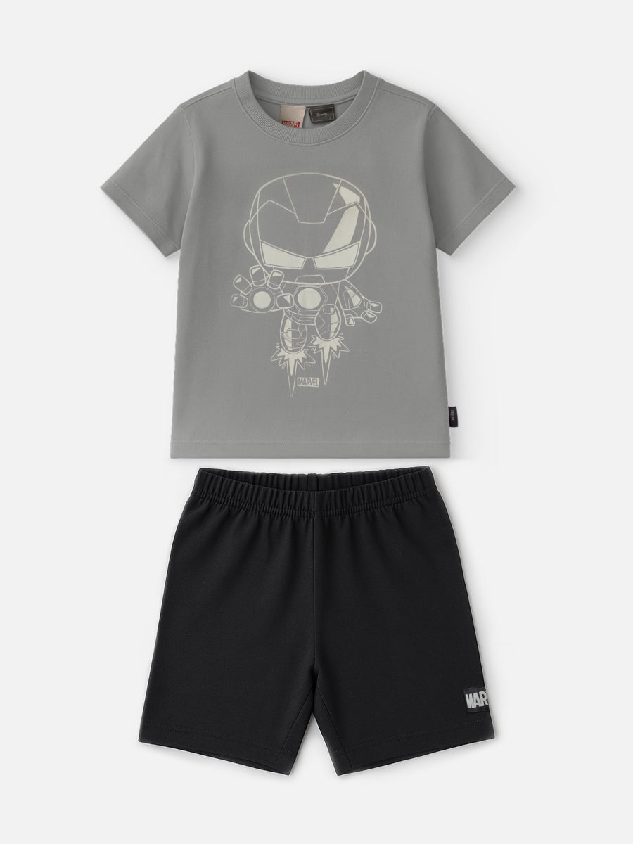 Conjunto T-Shirt e Bermuda Cinza Homem de Ferro Bimbi