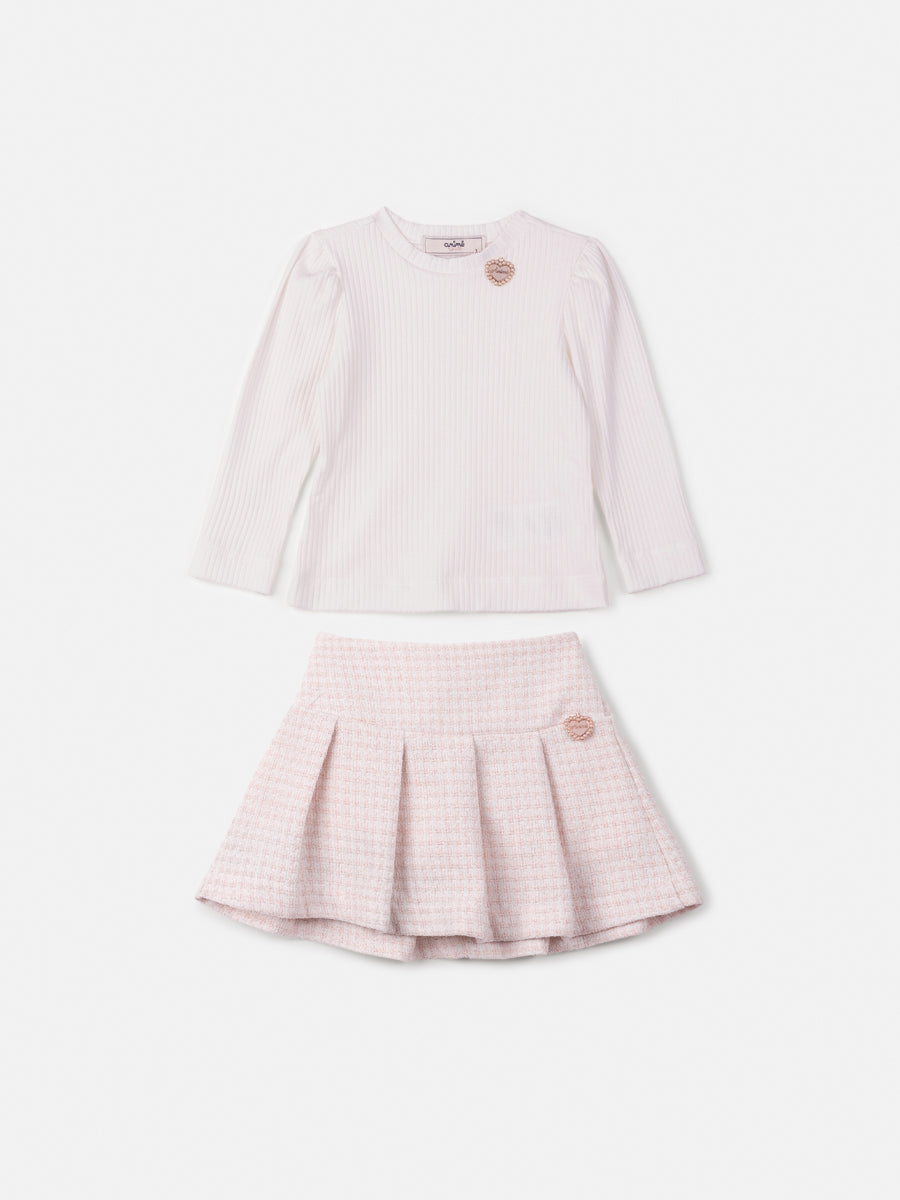 Conjunto Blusa Saia Off White - BambolePetit