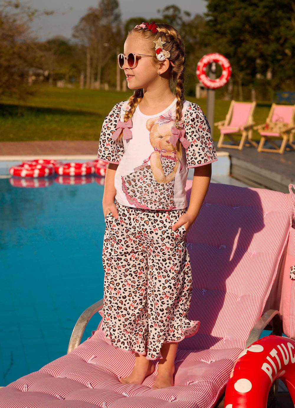 Calça PantaCourt Algodão Onçado Resort Pituchinhus